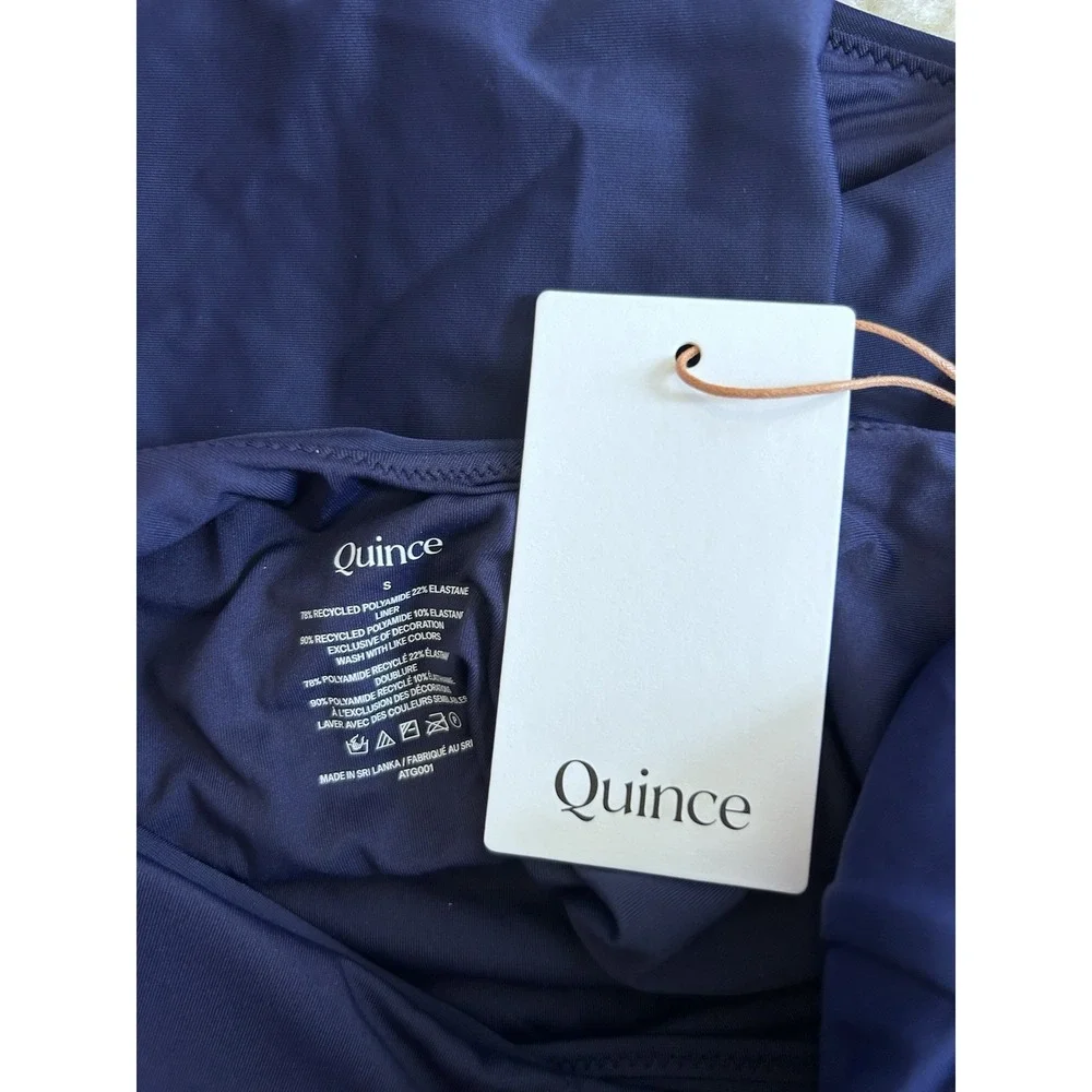 NWT Quince Navy Blue Italian Cut Out One-Piece Swimsuit Size Small